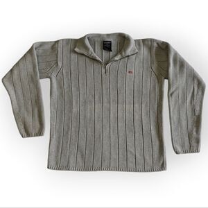 VTG Polo Ralph Lauren Light Gray 100% Cotton zip neck sweater size L